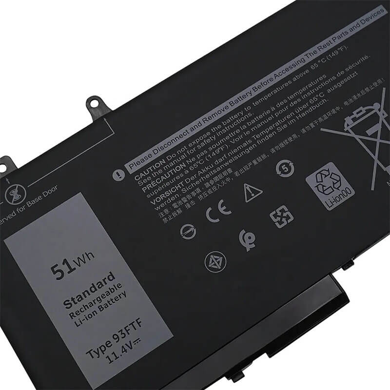 93FTF Battery Label with 11.4V 51Wh 4470mAh Specifications