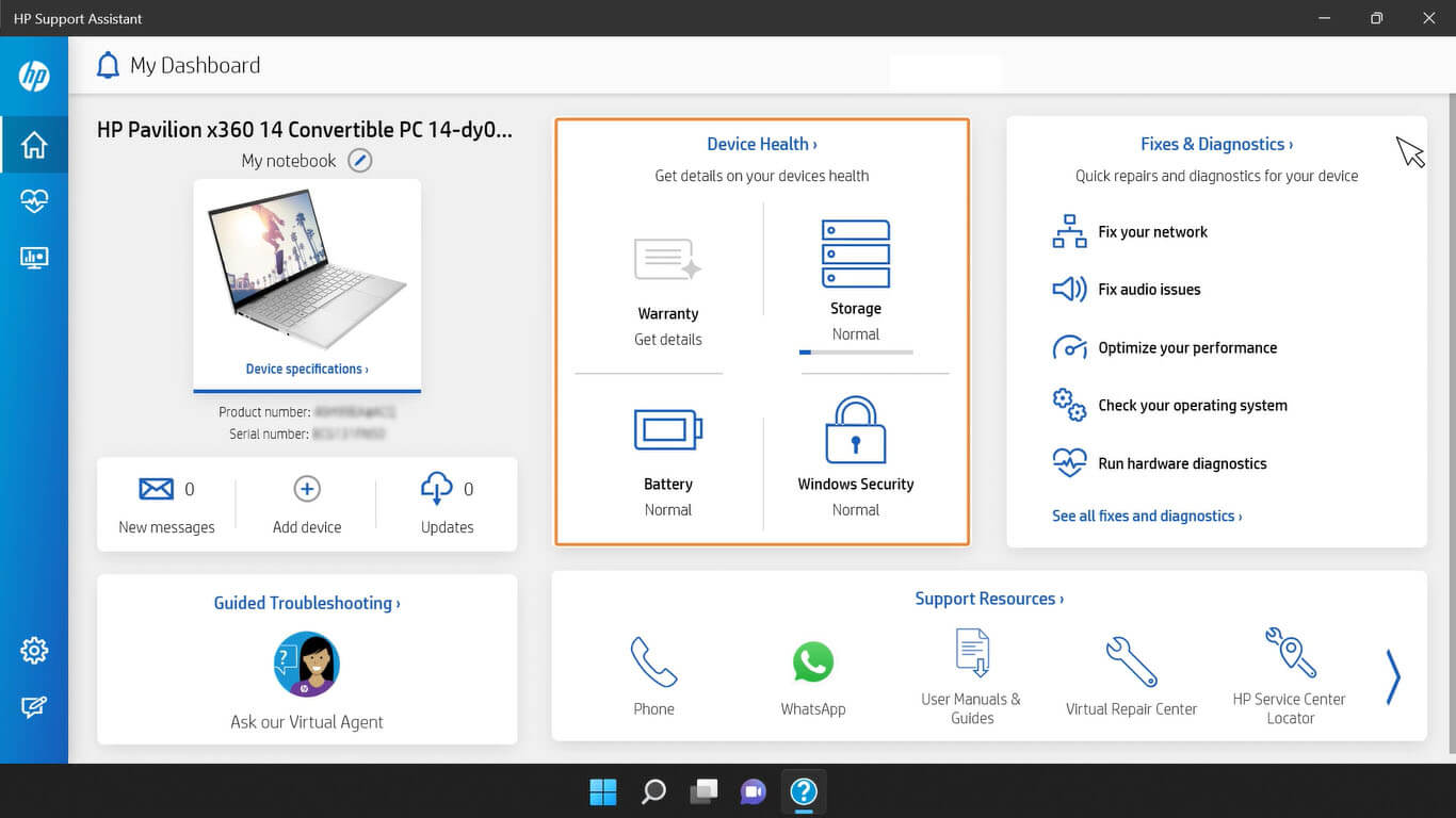 HP laptop battery replacement, HP Support Assistant
