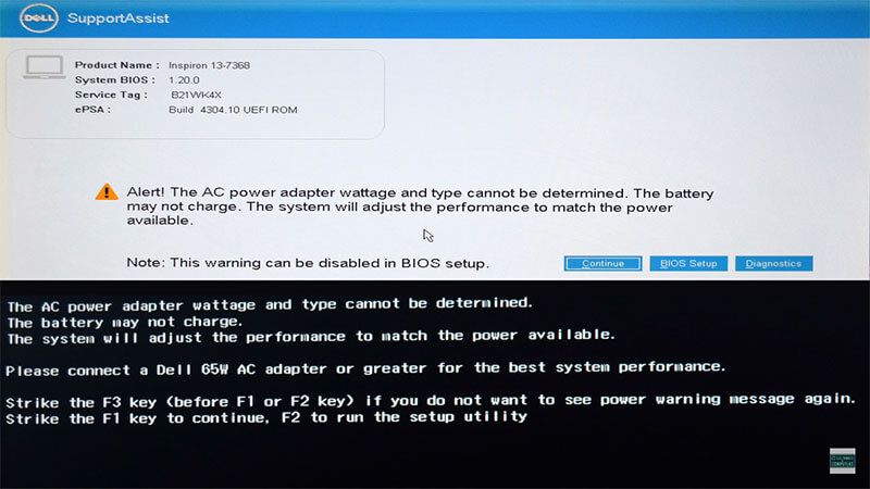 Dell Laptop Charger AC Adapter Type Cannot Be Determined