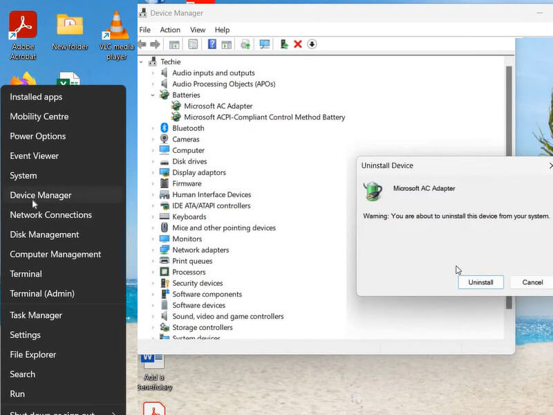 laptop battery not charging Device Manager