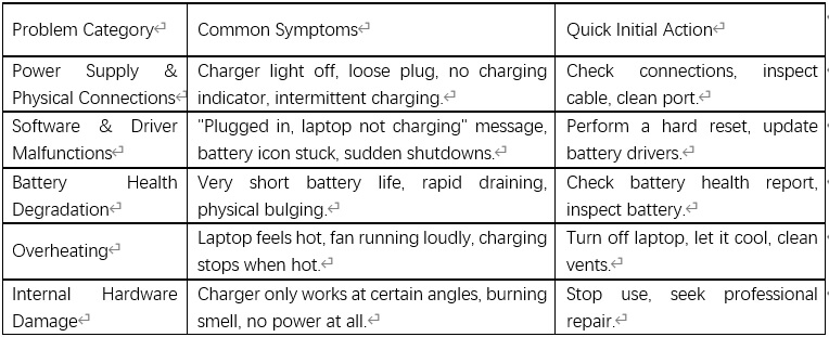 laptop battery not charging table 1 laptop battery not charging table 1