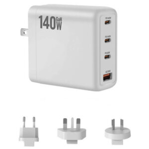 140W GaN Charger PD 3.1 Four Ports White Color With Multiple plugs