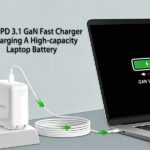 A 140W PD 3.1 GaN fast charger is charging a high capacity laptop battery